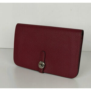 Hermes Dogon Duo Wallet in Red (Rubis or Wine) Togo Leather